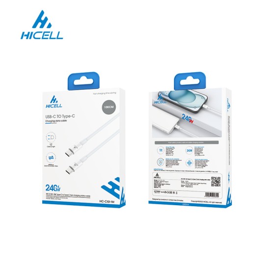 HICELL 240W TYPE-C TO TYPE-C FAST CHARGING CABLE HICELL 240W TYPE-C TO TYPE-C FAST CHARGING CABLE