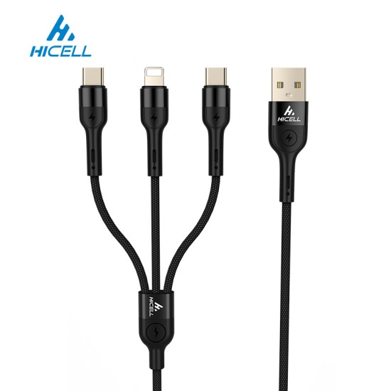 HICELL 3IN1 ALUMINIUM ALLOY DATA CABLE HICELL 3IN1 ALUMINIUM ALLOY DATA CABLE