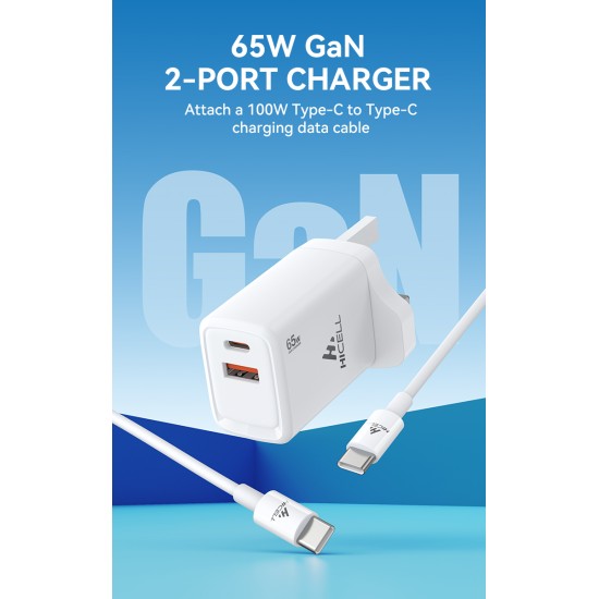 HICELL 65W GAN 2PORT WALL CHARGER  HICELL 65W GAN 2PORT WALL CHARGER