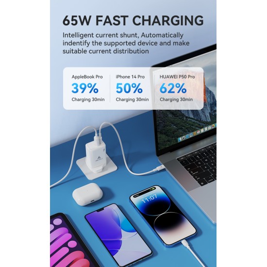 HICELL 65W GAN 2PORT WALL CHARGER  HICELL 65W GAN 2PORT WALL CHARGER