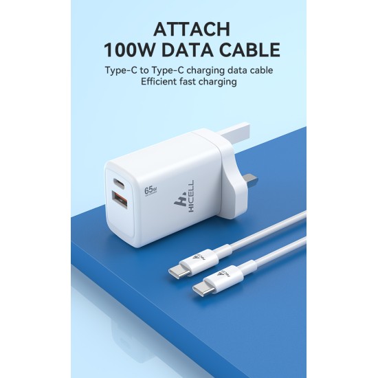 HICELL 65W GAN 2PORT WALL CHARGER  HICELL 65W GAN 2PORT WALL CHARGER